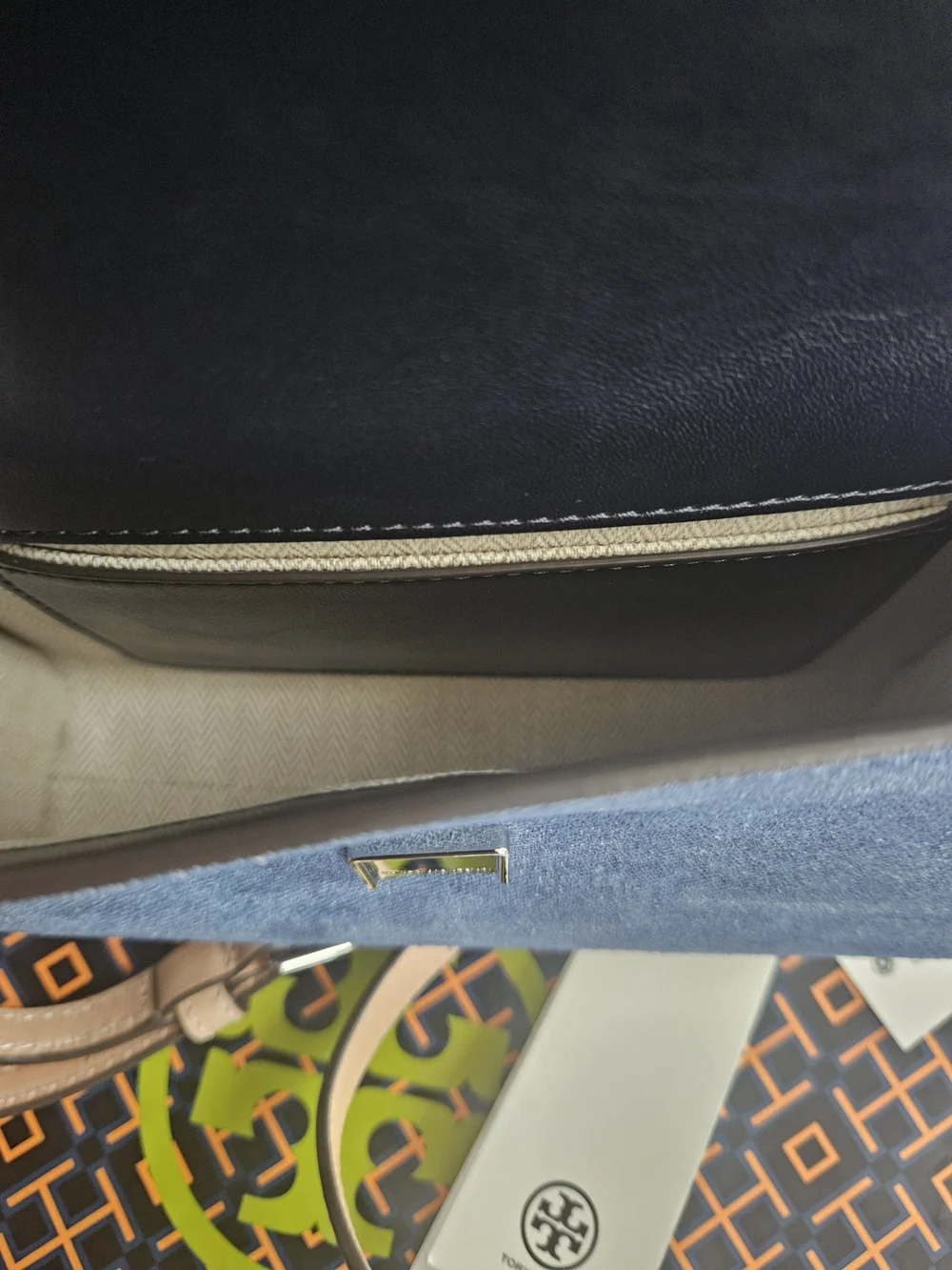 Tory Burch Emerson Denim Suede Mini Top-Handle Crossbody Bag 175798